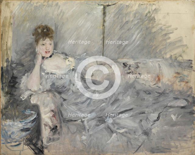 Woman in grey reclining, 1879. Creator: Morisot, Berthe (1841-1895).