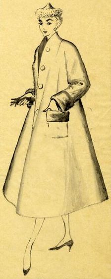 Woman in duster coat and pointed hat, c1952. Creator: Shirley Markham