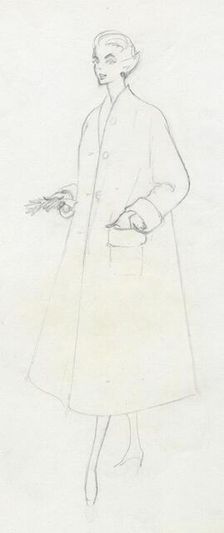 Woman in duster coat, c1950. Creator: Shirley Markham