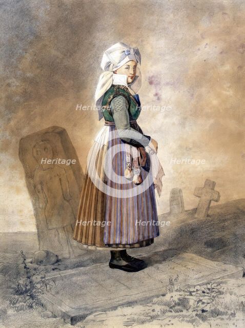 Woman in folk costume from Frosta county in Skåne. Creator: Otto Wallgren.