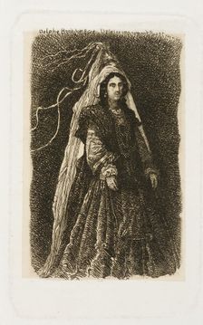 Woman in Fantastic Medieval Costume, n.d. Creator: Rodolphe Bresdin