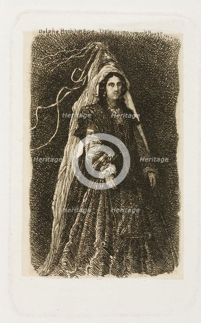 Woman in Fantastic Medieval Costume, n.d. Creator: Rodolphe Bresdin.