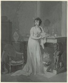 Woman in Front of a Fireplace, c. 1803. Creator: Louis Léopold Boilly (French, 1761-1845)