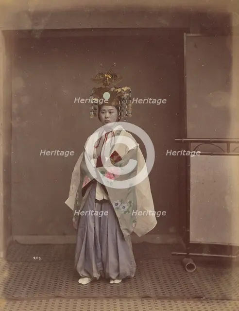 Woman in Headdress, 1870s-1890s. Creator: Kusakabe Kimbei.