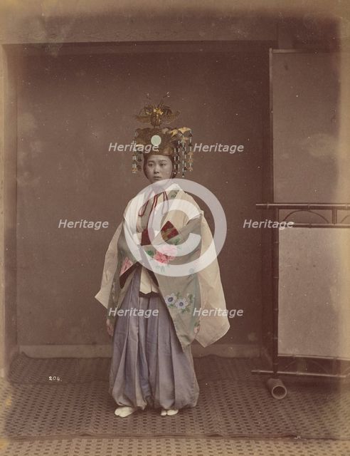 Woman in Headdress, 1870s-1890s. Creator: Kusakabe Kimbei.