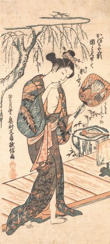 Woman In Loosened Kimono Coming From the Bath, ca. 1755., ca. 1755. Creator: Okumura Masanobu