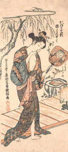 Woman In Loosened Kimono Coming From the Bath, ca. 1755., ca. 1755. Creator: Okumura Masanobu