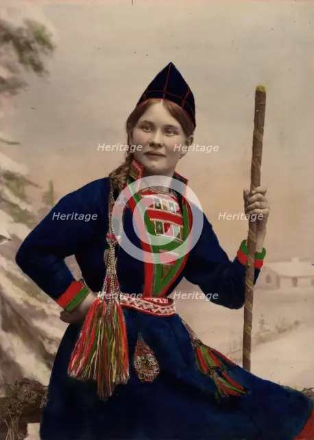 Woman in Sami costume, 1870-1898. S Creator: Helene Edlund.