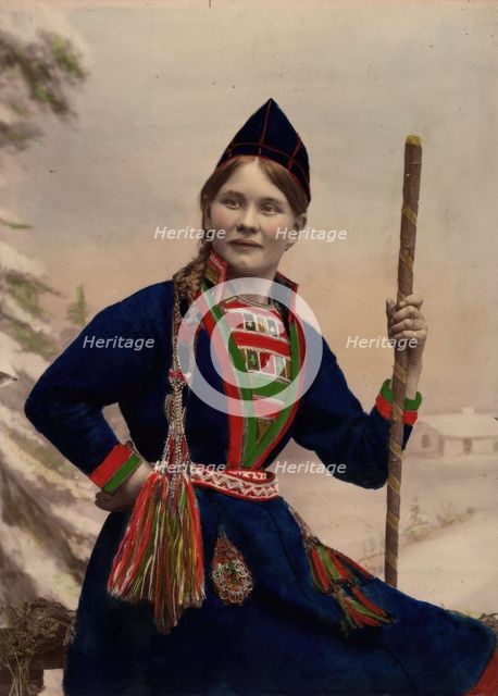 Woman in Sami costume, 1870-1898. S Creator: Helene Edlund.