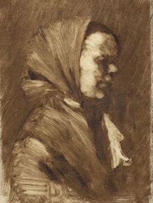 Woman in Scarf, about 1895. Creator: William Merritt Chase