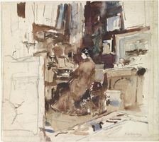 Woman in studio with harmonium, 1867-1923. Creator: George Hendrik Breitner
