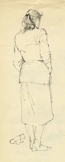 Woman in stockinged feet from behind, 1953. Creator: Shirley Markham