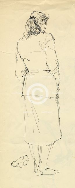 Woman in stockinged feet from behind, 1953. Creator: Shirley Markham.