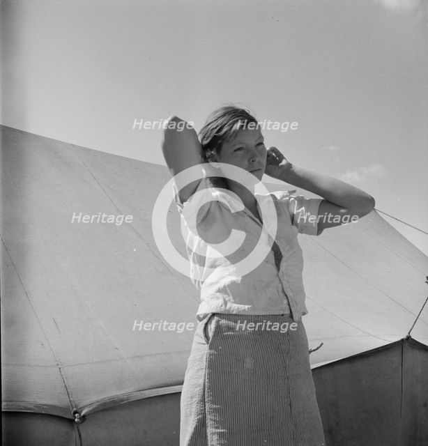 Woman in pea picker's camp, California, 1937. Creator: Dorothea Lange.
