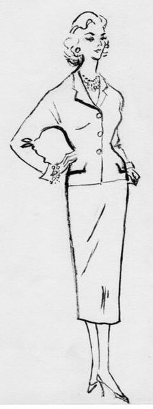 Woman in pencil suit, c1950. Creator: Shirley Markham