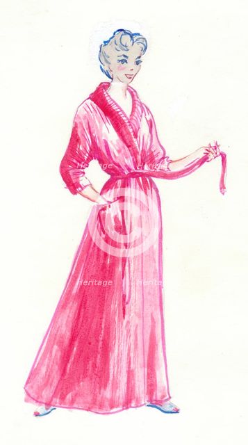 Woman in pink dressing gown, c1950. Creator: Shirley Markham.