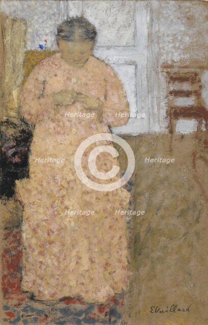 Woman in Pink Dress, um 1900-1904. Artist: Vuillard, Édouard (1868-1940)
