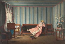 Woman in Pink Reclining on a Canape, 1819. Creator: Theodore Lebrun