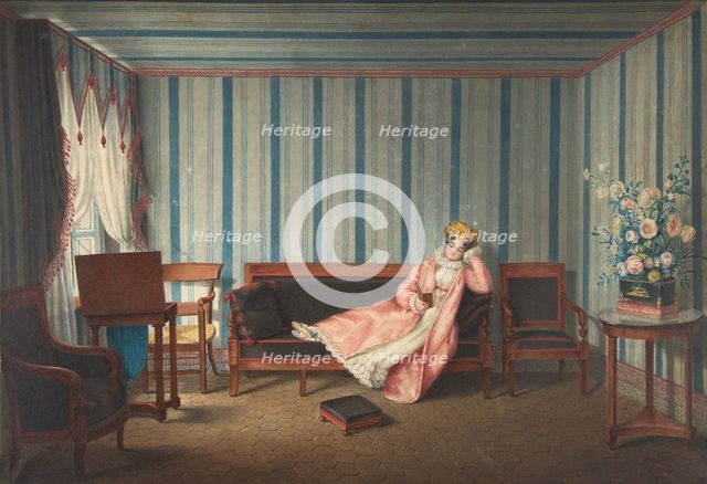 Woman in Pink Reclining on a Canape, 1819. Creator: Theodore Lebrun.