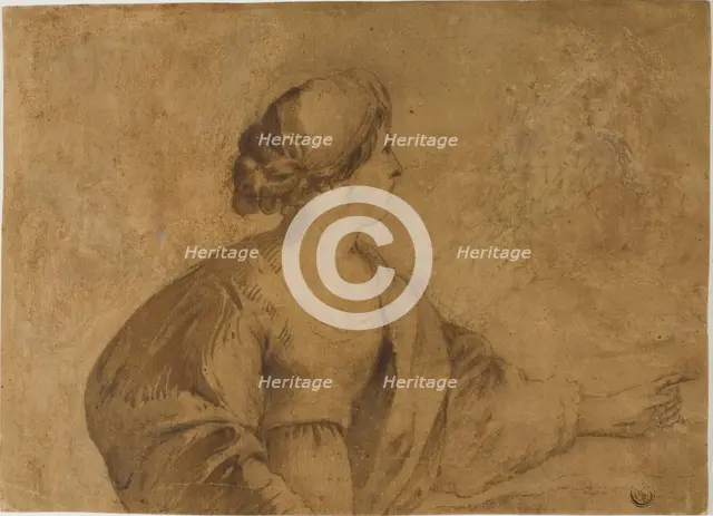 Woman in Profile, Pointing with Left Hand, n.d. Creator: Unknown.