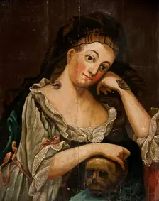 Woman in rococo costume, unknown date. Creator: Unknown