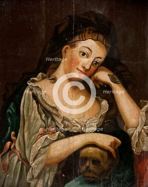 Woman in rococo costume, unknown date. Creator: Unknown.