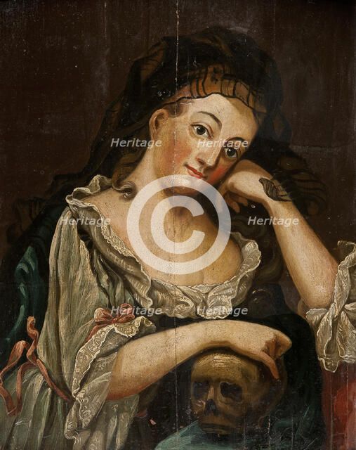 Woman in rococo costume, unknown date. Creator: Unknown.