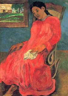 Woman in Red Dress 1891. Creator: Gauguin, Paul Eugéne Henri (1848-1903)