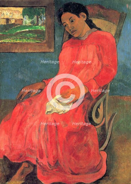 Woman in Red Dress', 1891. Creator: Gauguin, Paul Eugéne Henri (1848-1903).