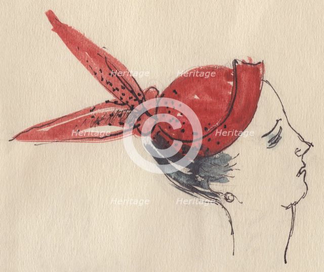 Woman in red hat, c1950. Creator: Shirley Markham.