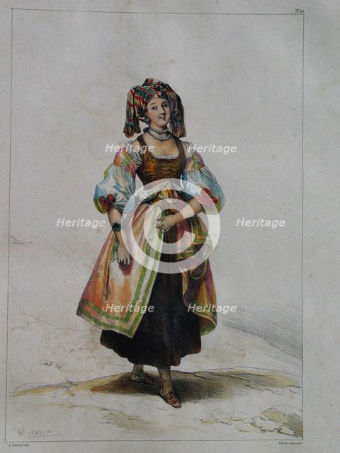 Woman in Russian dress, c. 1843. Artist: Devéria, Achille (1800-1857)