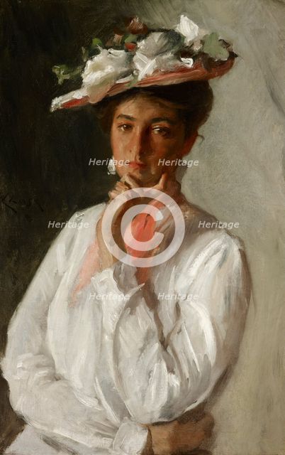Woman in White, 1902. Creator: William Merritt Chase.