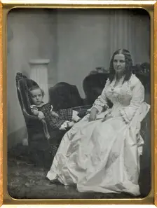 Woman in White with her Young Son, c1850. Creators: Albert Sands Southworth, Josiah Johnson Hawes