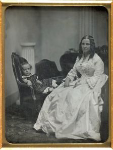 Woman in White with her Young Son, c1850. Creators: Albert Sands Southworth, Josiah Johnson Hawes