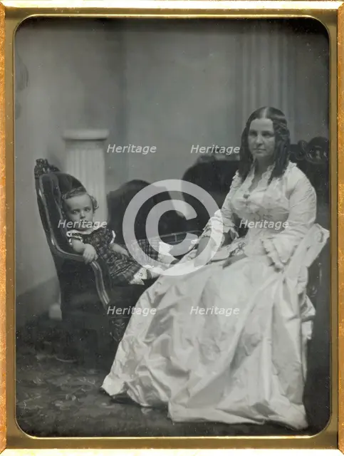 Woman in White with her Young Son, c1850. Creators: Albert Sands Southworth, Josiah Johnson Hawes.