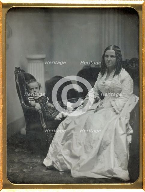 Woman in White with her Young Son, c1850. Creators: Albert Sands Southworth, Josiah Johnson Hawes.
