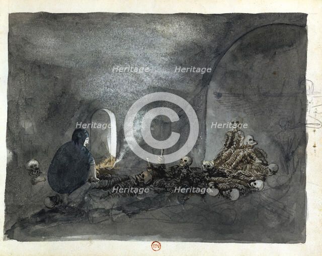 Woman in tomb at Thebes. Artist: Wilkinson