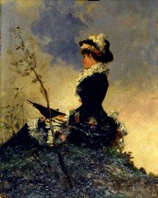 Woman in the countryside by Francesc Masriera 1881