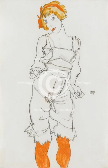 Woman in Underclothes and Stockings (Wally Neuzil), 1913.