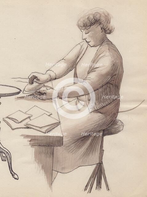 Woman ironing, 1951. Creator: Shirley Markham.