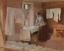 Woman Ironing, study for the Washerwomen, 1888. Creator: Albert Edelfelt