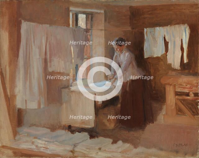 Woman Ironing, study for the Washerwomen, 1888. Creator: Albert Edelfelt.