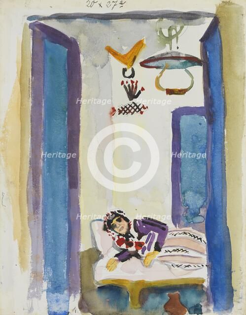 Woman on a Divan, 1914. Creator: August Macke.