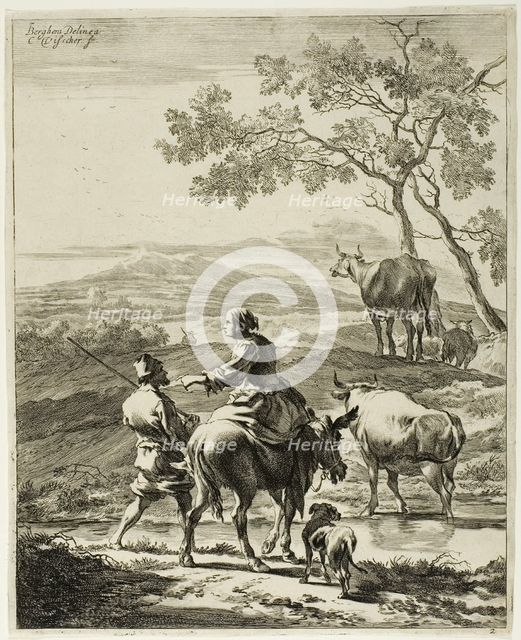 Woman on a Donkey, 1650/60. Creator: Cornelis de Visscher.