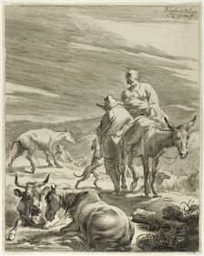 Woman on an Ass Suckling a Child, n.d. Creator: Cornelis de Visscher