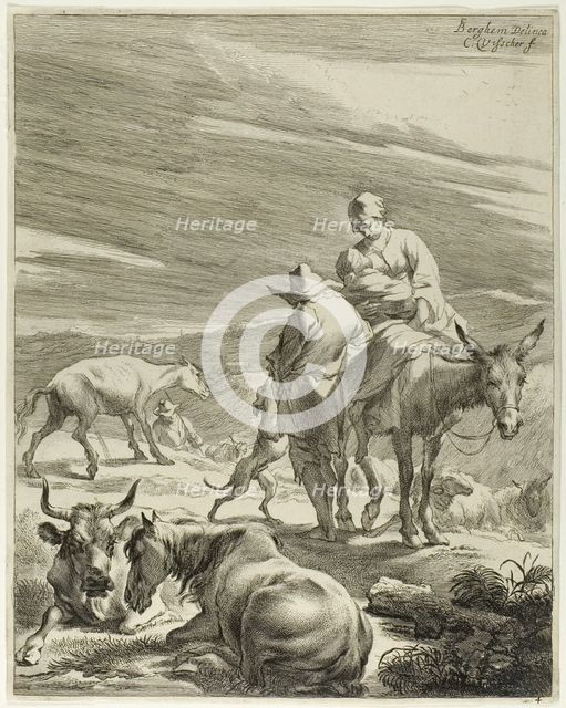 Woman on an Ass Suckling a Child, n.d. Creator: Cornelis de Visscher.