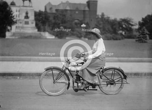 Woman On Bicycle, 1917 or 1918. Creator: Unknown.