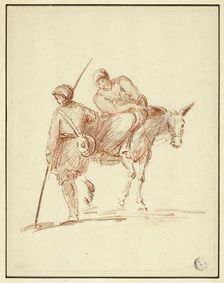 Woman on Donkey Accompanied by Man, 1640/1799. Creator: Unknown