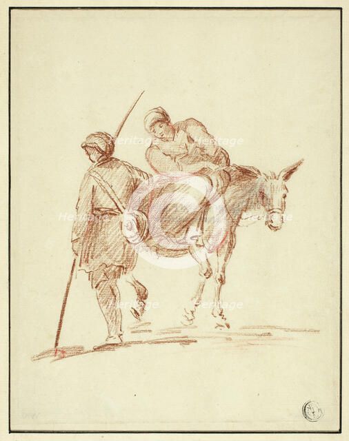Woman on Donkey Accompanied by Man, 1640/1799. Creator: Unknown.