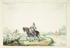 Woman on horseback in a landscape, 1660. Creator: Gesina ter Borch